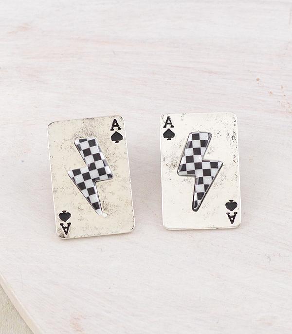 WHAT'S NEW :: Wholesale Western Checkered Bolt Ace Earrings