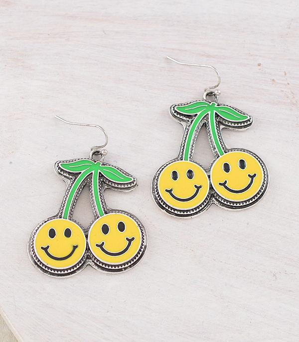 WHAT'S NEW :: Wholesale Western Smile Face Cherry Earrings