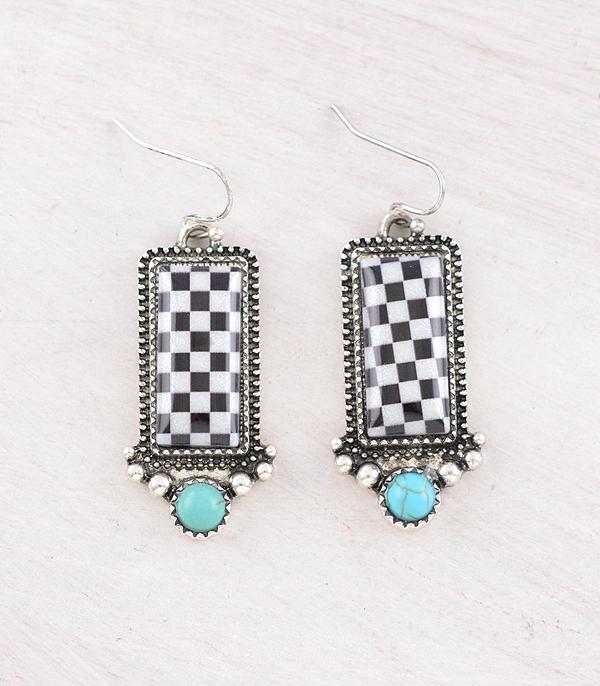 New Arrival :: Wholesale Western Checkered Earrings