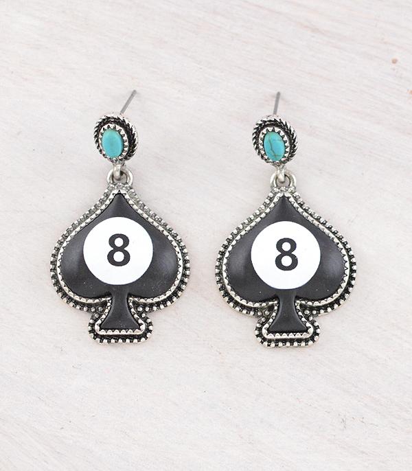 New Arrival :: Wholesale Tipi Brand Eight Ball Ace Earrings