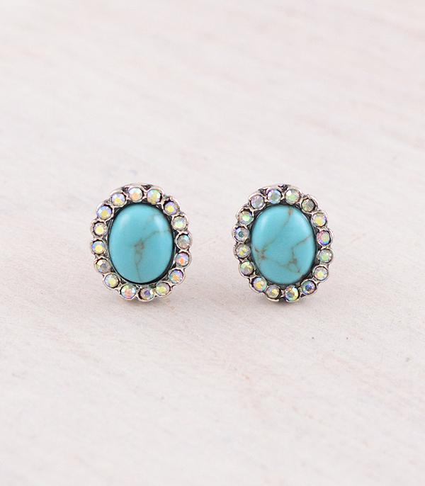 New Arrival :: Wholesale Western Turquoise Oval Post Earrings