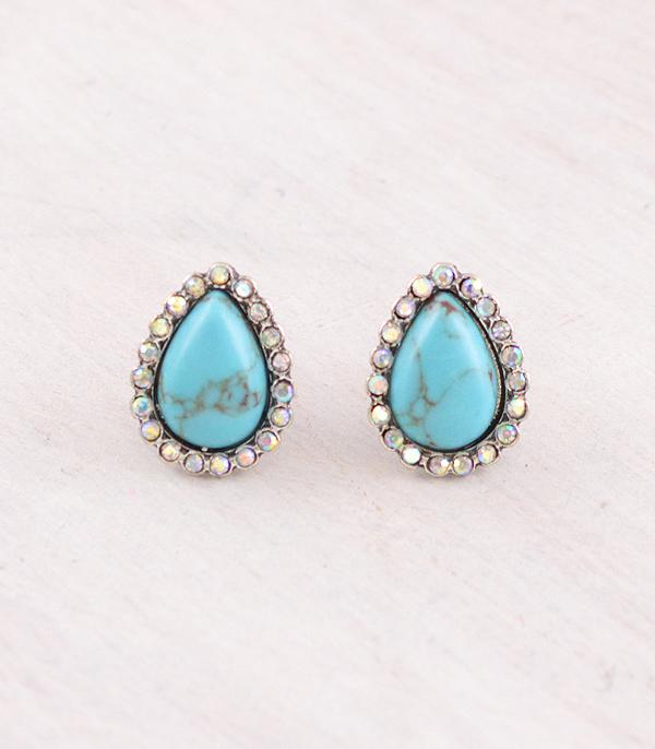 New Arrival :: Wholesale Western Turquoise Teardrop Post Earrings