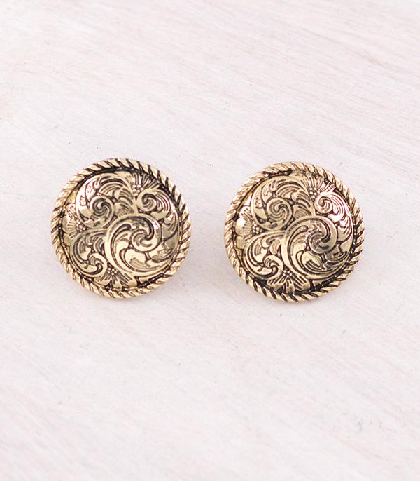 New Arrival :: Wholesale Western Tooling Concho Earrings