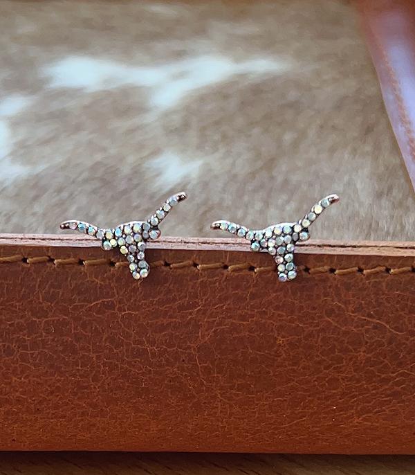 New Arrival :: Wholesale Rhinestone Cow Skull Mini Stud Earrings