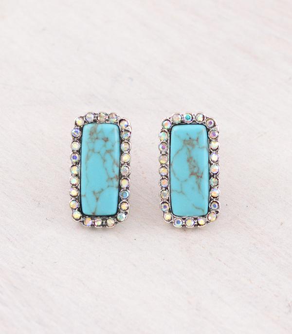 New Arrival :: Wholesale Western Turquoise Mini Bar Earrings