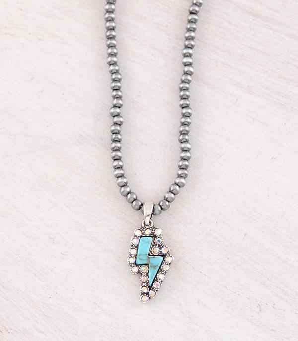 New Arrival :: Wholesale Western Turquoise Bolt Necklace