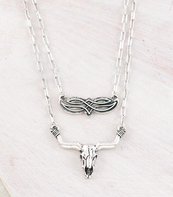 New Arrival :: Wholesale Tipi Brand Layered Cow Skull Necklace