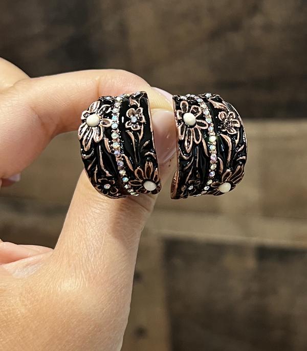 New Arrival :: Wholesale Western Flower Hoop Earrings