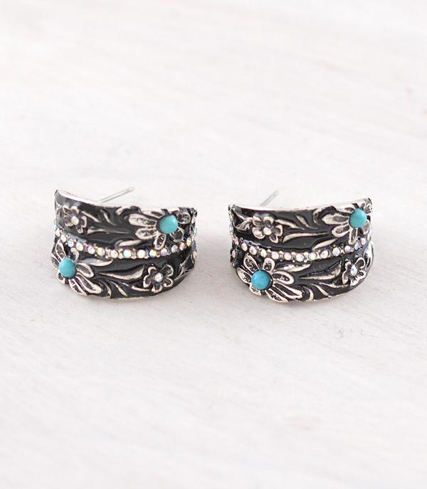 New Arrival :: Wholesale Western Flower Hoop Earrings