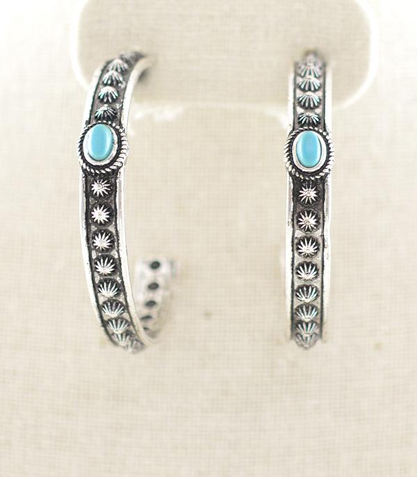 New Arrival :: Wholesale Western Turquoise Hoop Earrings