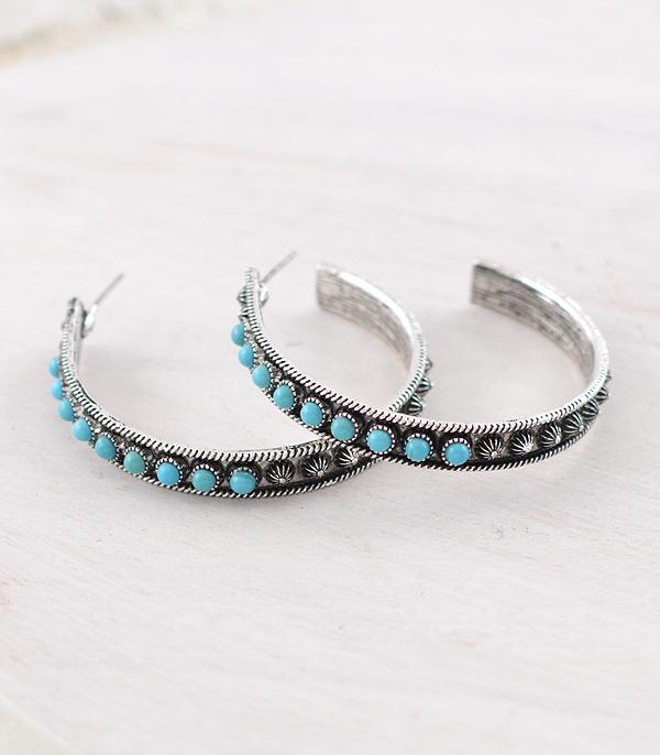 New Arrival :: Wholesale Western Turquoise Hoop Earrings