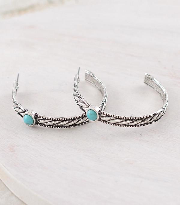 New Arrival :: Wholesale Western Turquoise Hoop Earrings