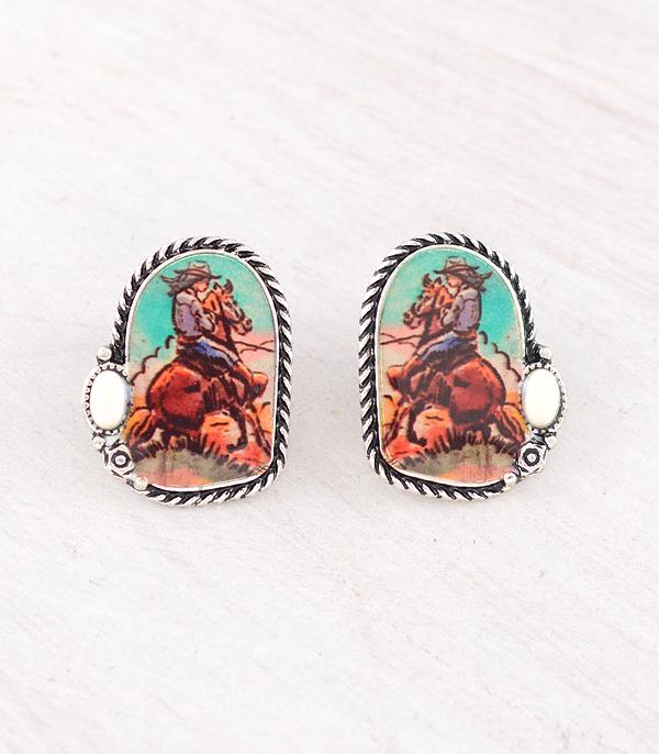 New Arrival :: Wholesale Western Vintage Cowgirl Concho Earrings