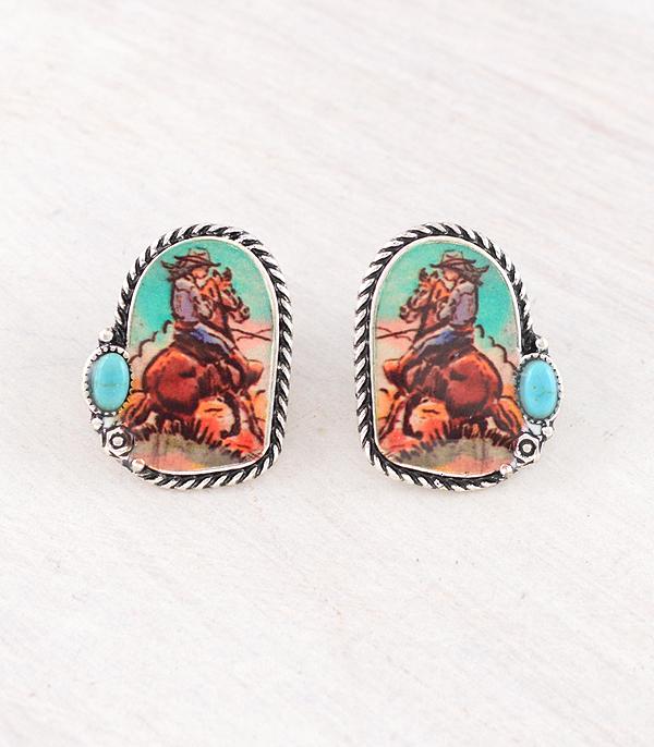 New Arrival :: Wholesale Western Vintage Cowgirl Concho Earrings