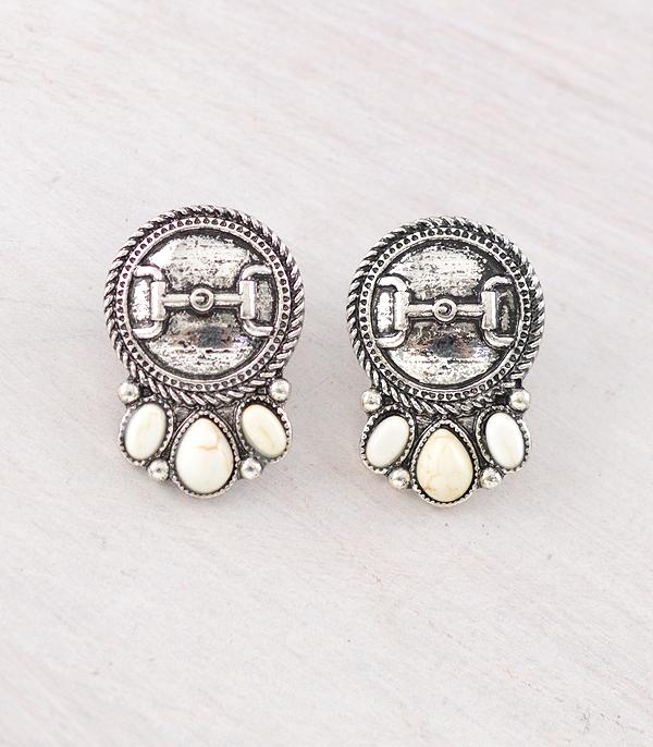 New Arrival :: Wholesale Western Trending Horsebit Concho Earring