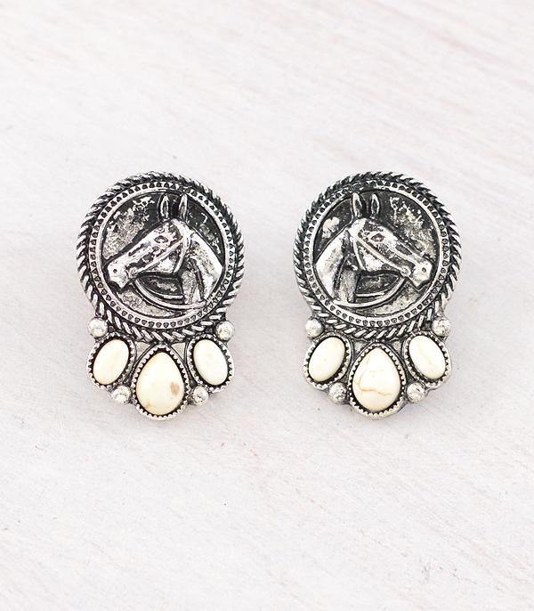 New Arrival :: Wholesale Western Horse Concho Earrings