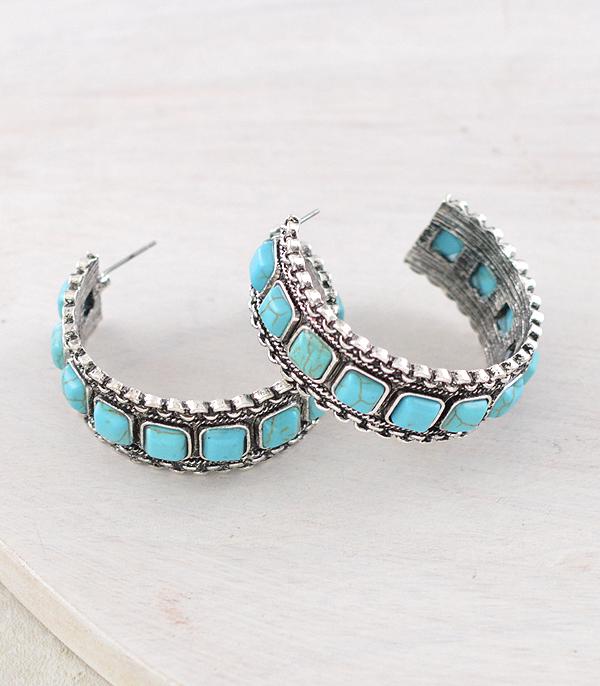 New Arrival :: Wholesale Western Turquoise Hoop Earrings