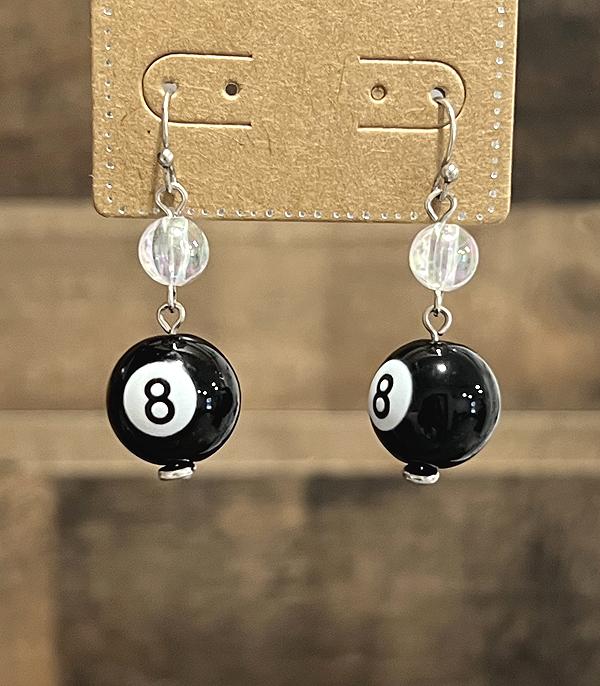 New Arrival :: Wholesale Western Eight Ball Dangle Earrings