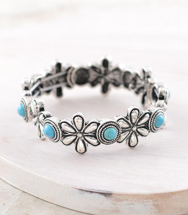 New Arrival :: Wholesale Western Turquoise Flower Bracelet
