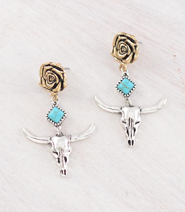 New Arrival :: Wholesale Western Cow Skull Earrings