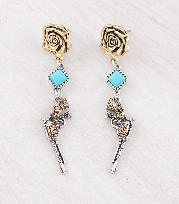 New Arrival :: Wholesale Western Rose Gun Earrings