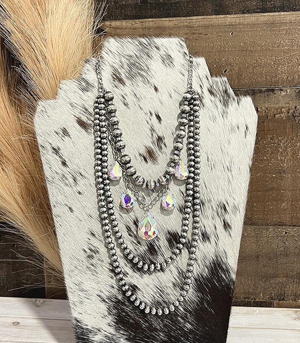 NECKLACES :: WESTERN TREND :: Wholesale Western Navajo Pearl Layered Necklace