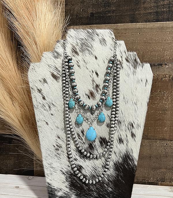 NECKLACES :: WESTERN TREND :: Wholesale Western Navajo Pearl Layered Necklace