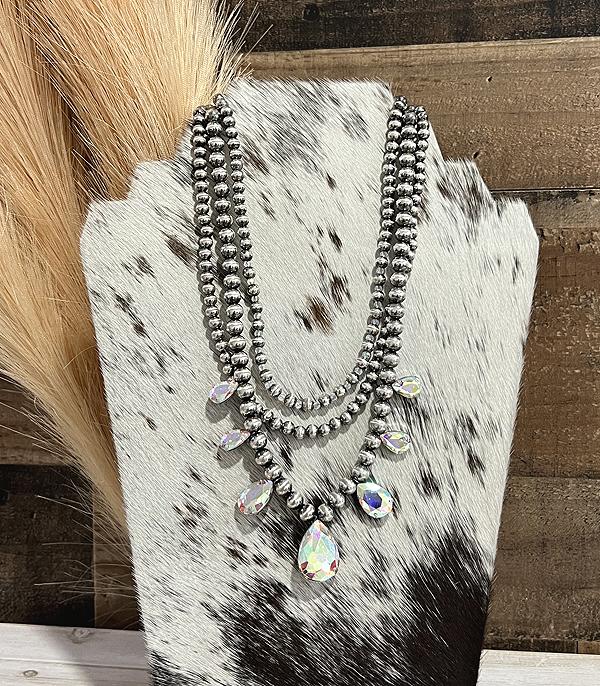 NECKLACES :: WESTERN TREND :: Wholesale Western Navajo Pearl Layered Necklace