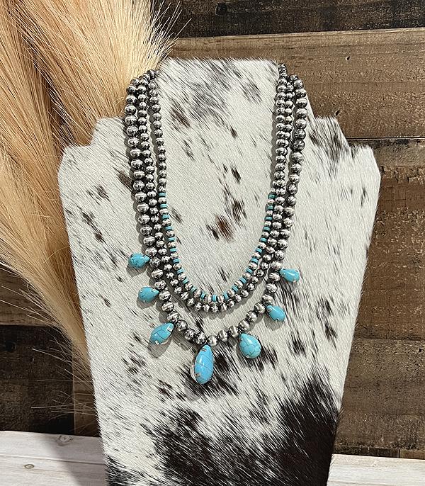 NECKLACES :: WESTERN TREND :: Wholesale Western Navajo Pearl Layered Necklace