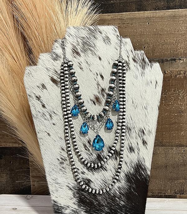 NECKLACES :: WESTERN TREND :: Wholesale Western Navajo Pearl Layered Necklace