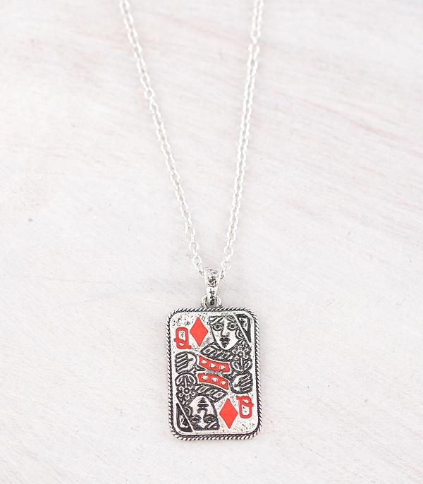 New Arrival :: Wholesale Queen of Diamonds Card Necklace