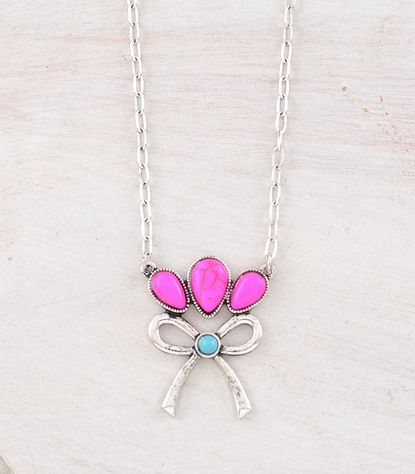 New Arrival :: Wholesale Western Turquoise Bow Necklace