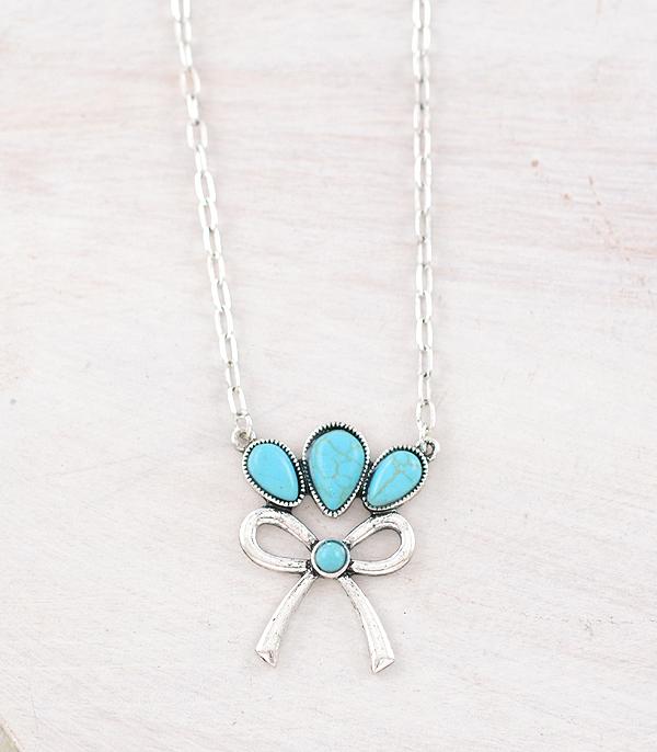 New Arrival :: Wholesale Western Turquoise Bow Necklace