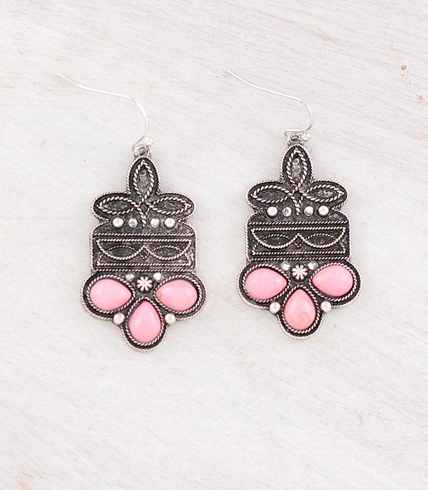 New Arrival :: Wholesale Western Boot Stitch Stone Earrings