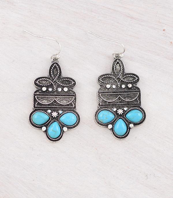 New Arrival :: Wholesale Western Boot Stitch Stone Earrings