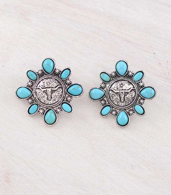New Arrival :: Wholesale Western Cow Concho Earrings