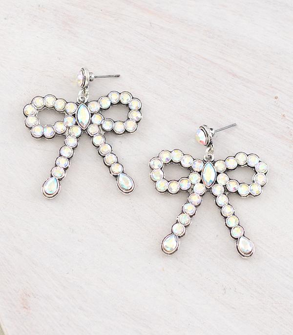 New Arrival :: Wholesale Western AB Stone Bow Earrings