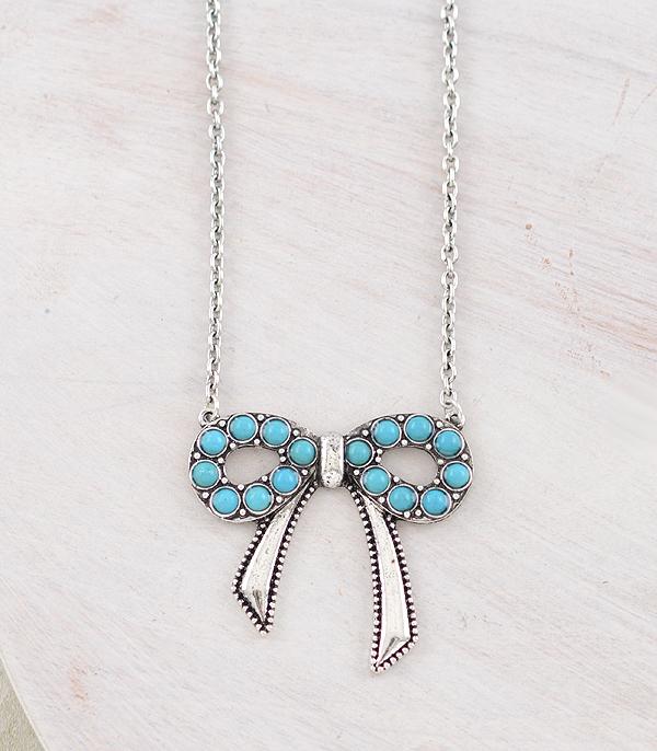 New Arrival :: Wholesale Western Turquoise Bow Necklace