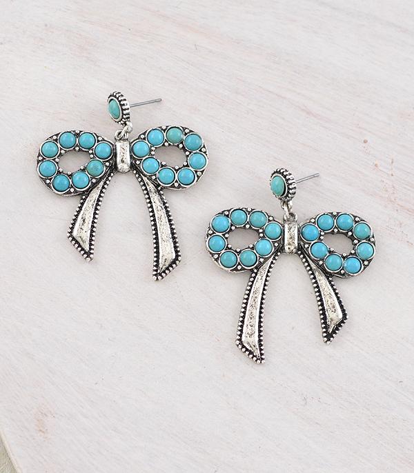 New Arrival :: Wholesale Western Turquoise Bow Earrings