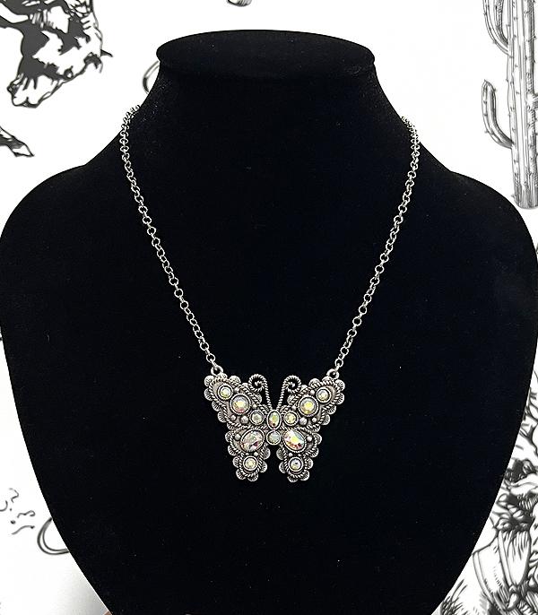 New Arrival :: Wholesale Western AB Stone Butterfly Necklace