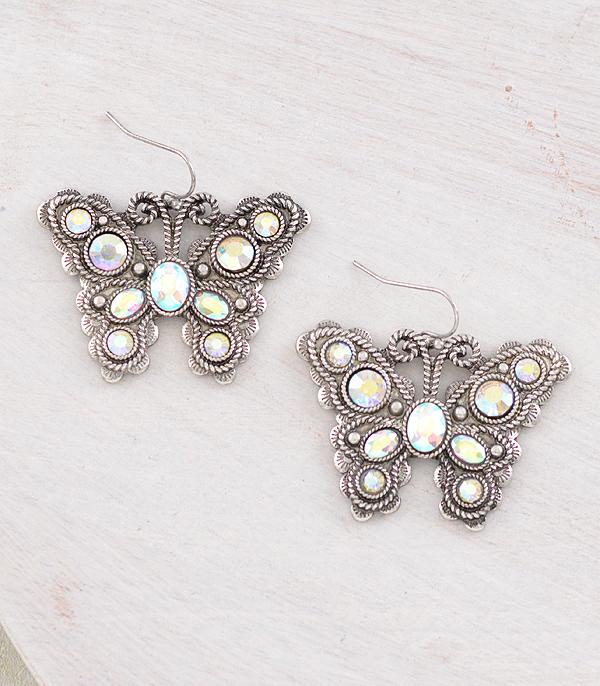 New Arrival :: Wholesale Western AB Butterfly Concho Earrings
