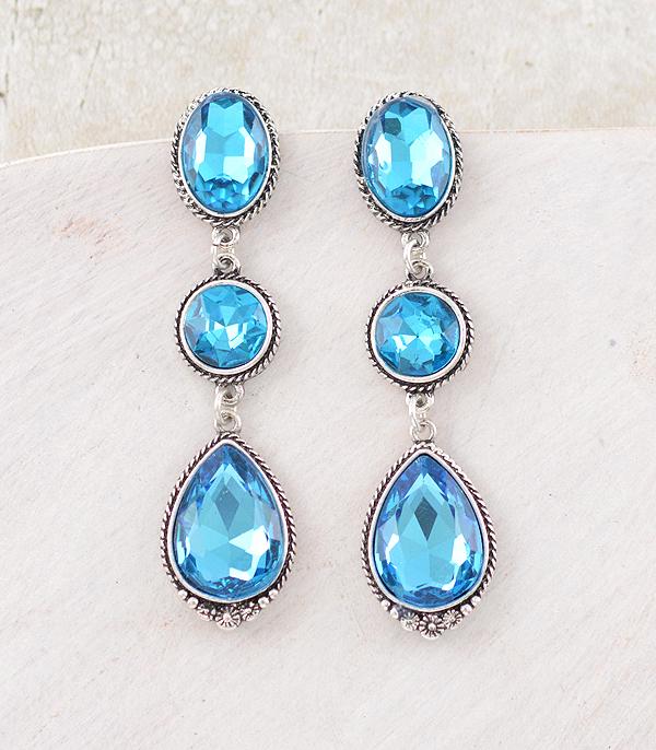 New Arrival :: Wholesale Western Glass Stone Drop Earrings