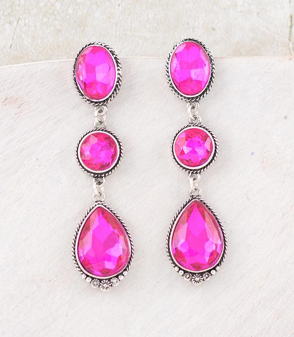 New Arrival :: Wholesale Western Glass Stone Drop Earrings
