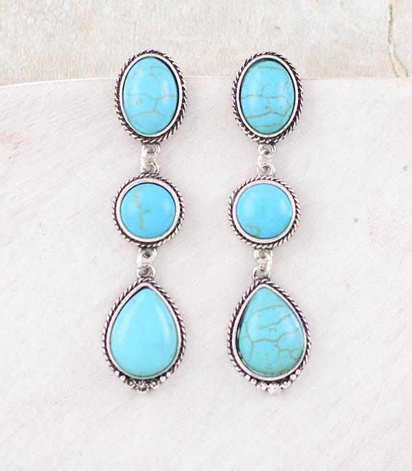 New Arrival :: Wholesale Western Turquoise Drop Earrings