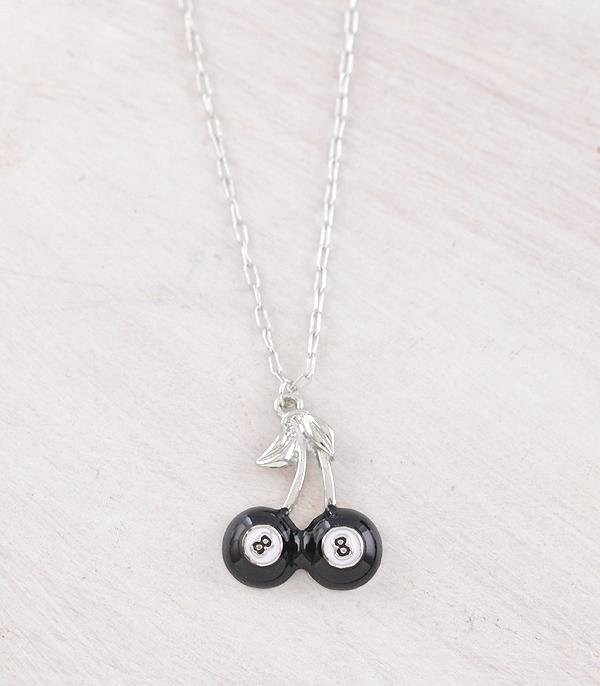 New Arrival :: Wholesale Trending Eight Ball Cherry Necklace