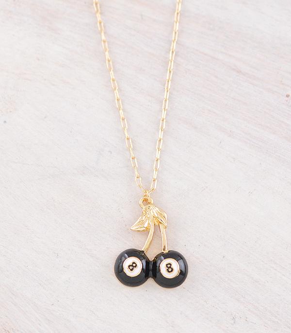 New Arrival :: Wholesale Trending Eight Ball Cherry Necklace
