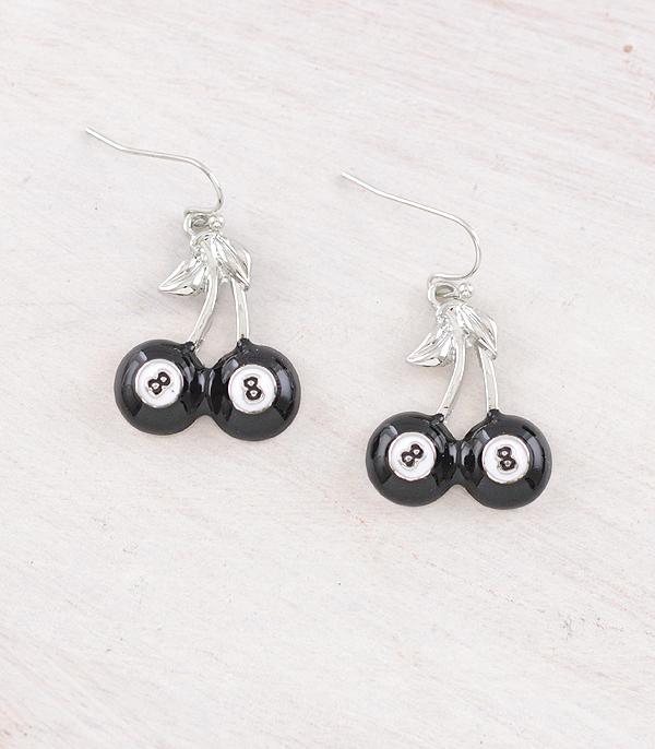 New Arrival :: Wholesale Trending Eight Ball Cherry Earrings