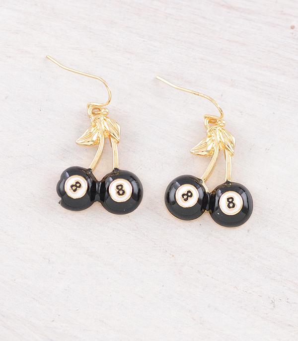 New Arrival :: Wholesale Trending Eight Ball Cherry Earrings