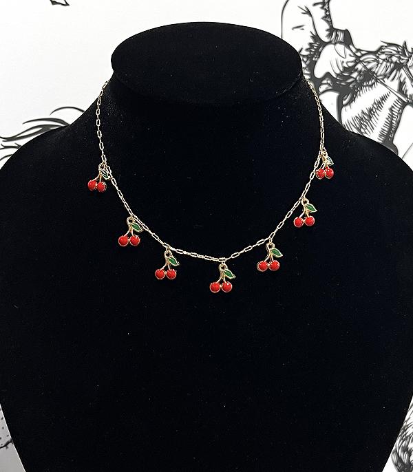 New Arrival :: Wholesale Trending Cherry Charm Necklace