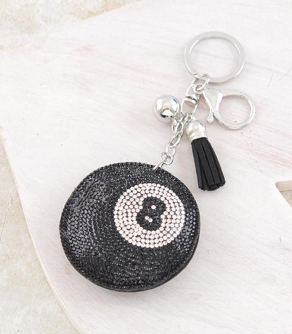 New Arrival :: Wholesale Eight Ball Rhinestone Puffer Keychain